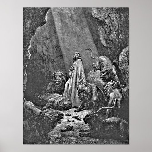 Daniel in the Den Biblical Illustration van de Lio Poster (Voorkant)