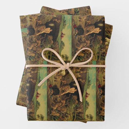 Daniel in the Lions' Den Inpakpapier Vel (In situ)