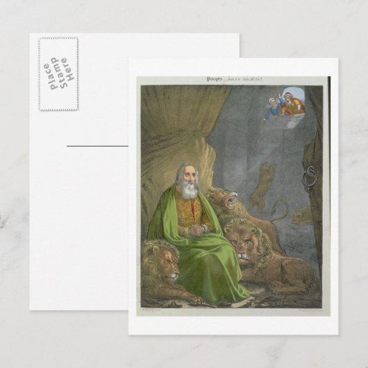 Daniel in the Lions' Den, van een bijbel, bedrukt  Briefkaart (Voorkant / Achterkant)