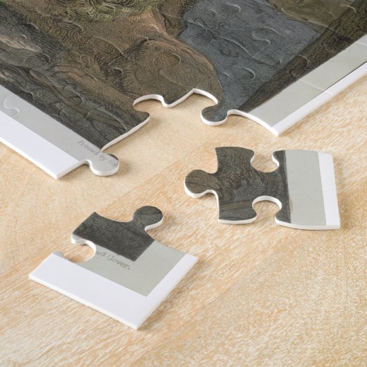 Daniel in the Lions' Den, van een bijbel, bedrukt  Legpuzzel (Zijkant)