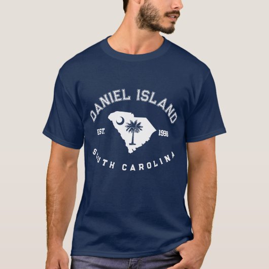 Daniel Island South Carolina Flag Map Navy T-shirt (Voorkant)