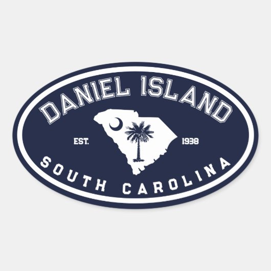 Daniel Island South Carolina Navy Ovale Sticker (Voorkant)