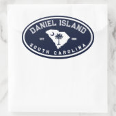 Daniel Island South Carolina Navy Ovale Sticker (Tas)