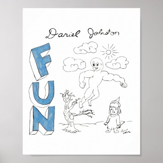 Daniel Johnston Fun Tekening Sticker Poster (Voorkant)