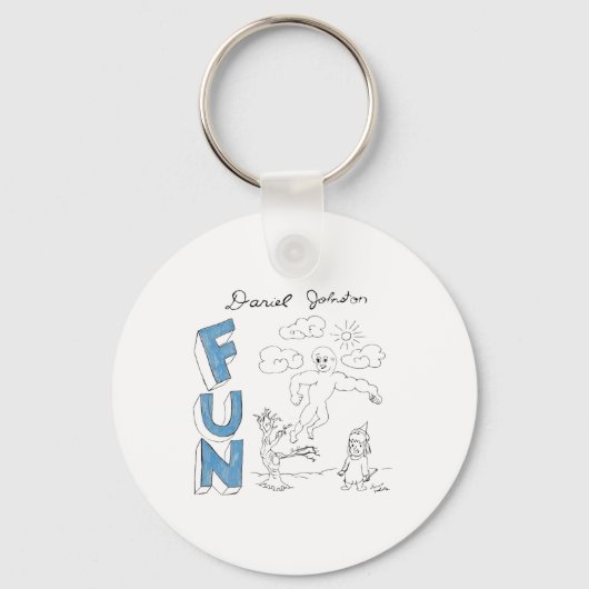 Daniel Johnston Fun Tekening Sticker Sleutelhanger (Voorkant)