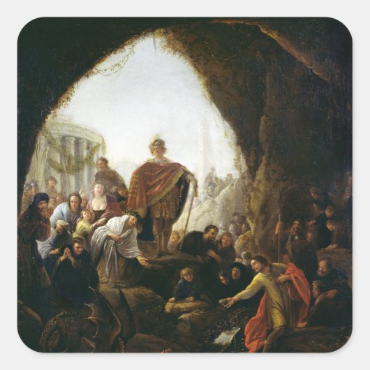 Daniel Killing the Dragon of Baal Vierkante Sticker (Voorkant)