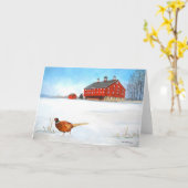 Daniel Lady Boerderij Visitor Pheasant Art Greetin Kaart (Gele Bloem)