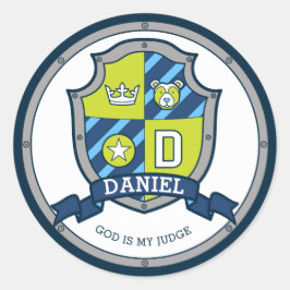 Daniel letter D: heraldry shield kinder Ronde Sticker