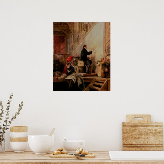 Daniel Maclise schildert zijn muurschildering Poster (Keuken)