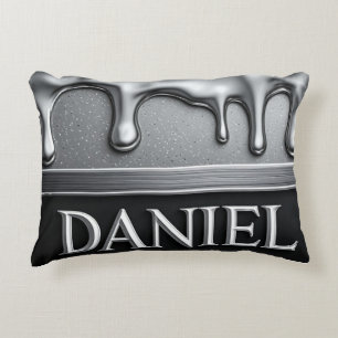 Daniel Naam met Druppelende Vloeibare Metaal Accent Kussen