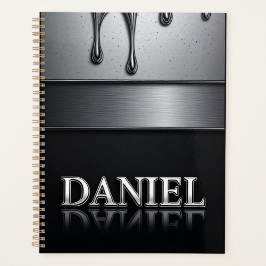 Daniel Naam met Druppelende Vloeibare Metaal Planner (Voorkant)