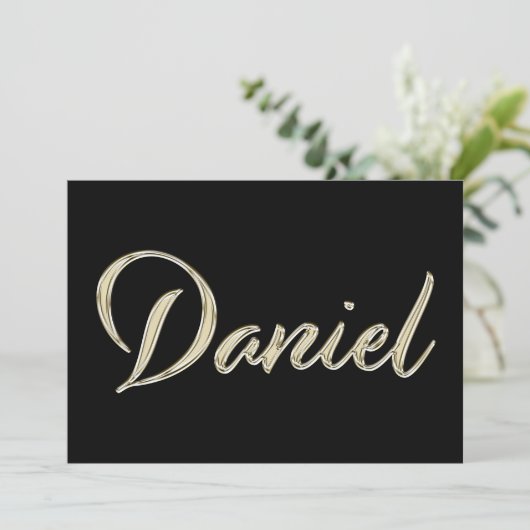Daniel Name white gold Handwriting Karte Kaart (Staand voorkant)