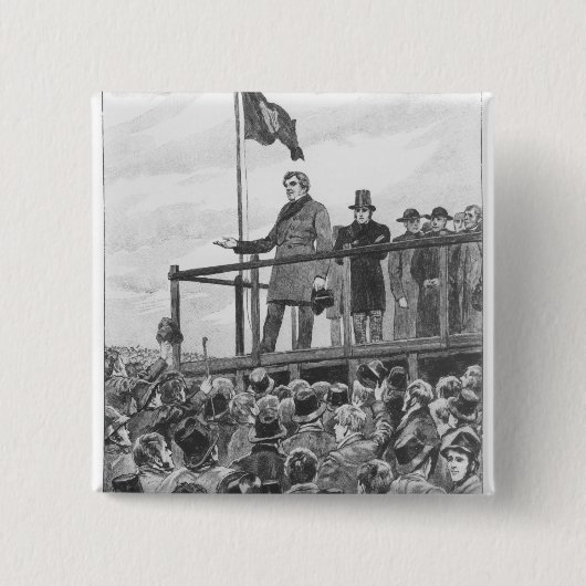 Daniel O'Connel tijdens de bijeenkomst in Trim Vierkante Button 5,1 Cm (Voorkant)