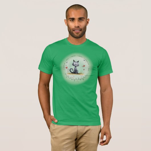 DANIEL peptide, kat ontwerp met aangepaste tekst T-shirt (Voorkant volledig)