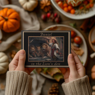Daniel staande in de leeuwen den oeroud uitziende briefkaart
