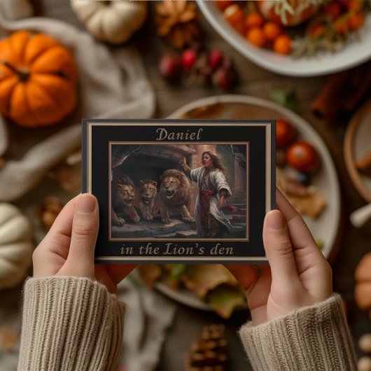 Daniel staande in de leeuwen den oeroud uitziende briefkaart