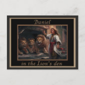 Daniel staande in de leeuwen den oeroud uitziende briefkaart (Voorkant)