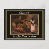 Daniel staande in de leeuwen den zwart briefkaart (Voorkant)