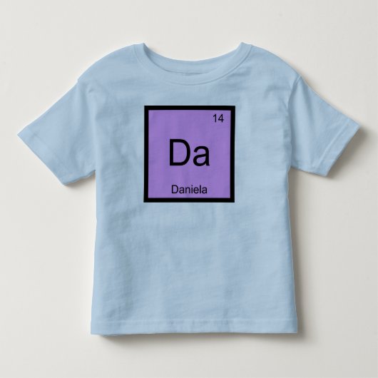 Daniela naam scheikunde element periodiek systeem kinder shirts (Voorkant)