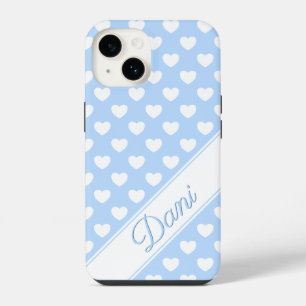 Daniela Naam Sjabloon, Schattig Pastel Blauw En Wi iPhone 14 Hoesje