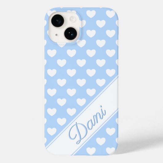 Daniela Name Sjabloon, Cute Pastel Blue en White Case-Mate iPhone Case (Achterkant)