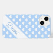 Daniela Name Sjabloon, Cute Pastel Blue en White Case-Mate iPhone Case (Achterkant (horizontaal))