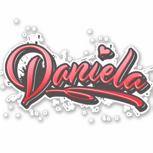 Daniela red Heart Graffiti Aufkleber Sticker (Voorkant)