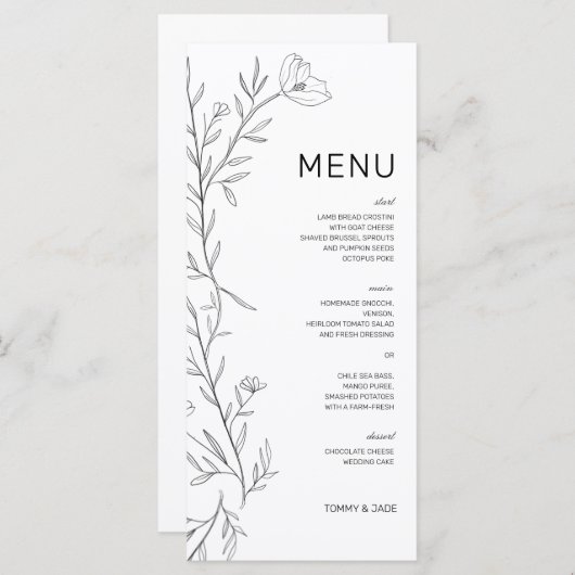 Daniella Floral Menu (Voorkant / Achterkant)