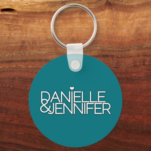 Danielle en Jennifer Blauwgroen Sleutelhanger (Voorkant)