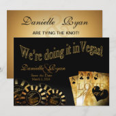 Danielle & Ryan Las Vegas Luxe Trouwfeest Kaart (Voorkant / Achterkant)