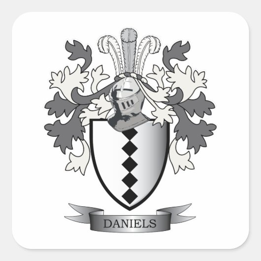 Daniels Family Crest Coat of Arms Vierkante Sticker (Voorkant)