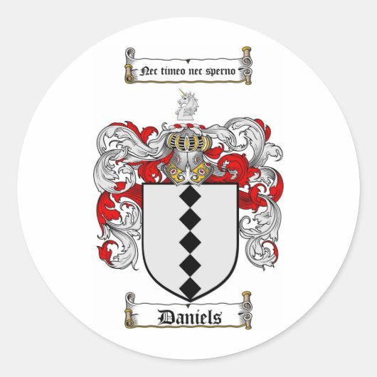 DANIELS FAMILY CREST - DANIELS WAPEN RONDE STICKER (Voorkant)