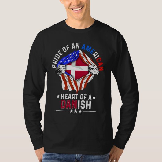 Danish American America Pride Foreign Country Denm T-shirt (Voorkant)