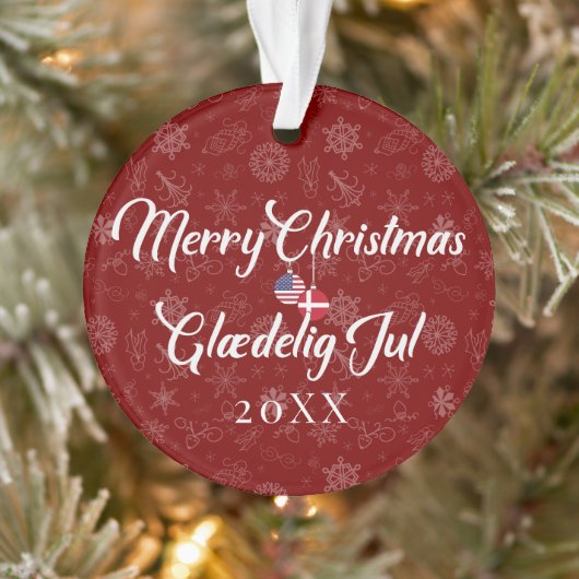 Danish American With Custom Year Bilingual Ornament (Boom)