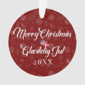 Danish American With Custom Year Bilingual Ornament (voorkant)