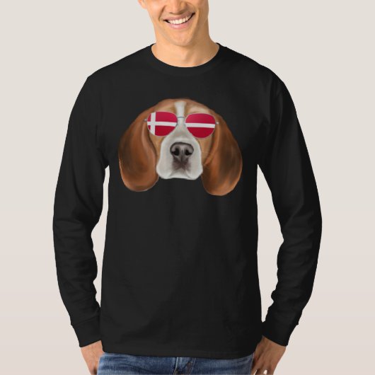 Danish Flag Beagle Dog Denmark Pocket T-shirt (Voorkant)