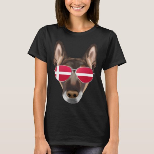 Danish Flag Belgian Malinoi Dog Denmark Pocket T-shirt (Voorkant)