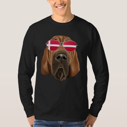 Danish Flag Bloodhound Dog Denmark Pocket T-shirt (Voorkant)