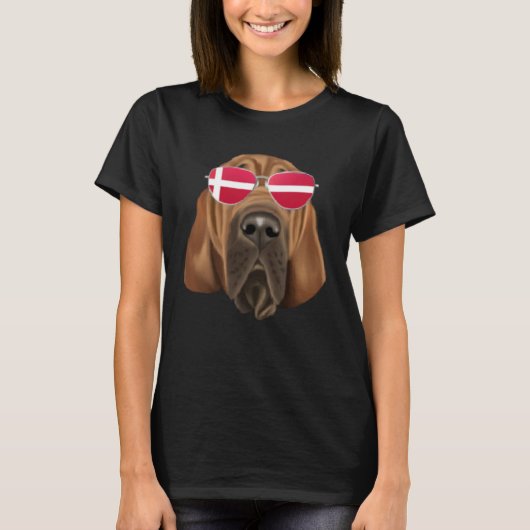 Danish Flag Bloodhound Dog Denmark Pocket T-shirt (Voorkant)