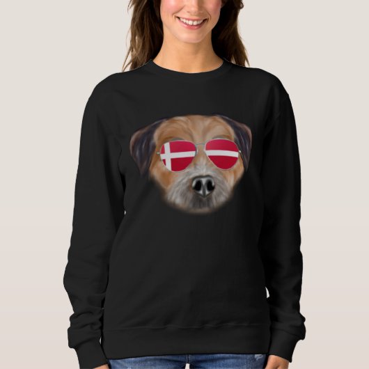 Danish Flag Border Terrier Dog Denmark Pocket Trui (Voorkant)