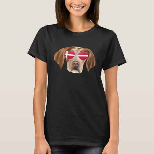 Danish Flag Brittany Dog Denmark Pocket T-shirt (Voorkant)