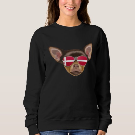 Danish Flag Brown Chihuahua Dog Denmark Pocket Trui (Voorkant)