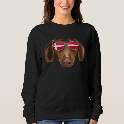 Danish Flag Brown Dachshund Dog Denmark Pocket Trui (Voorkant)