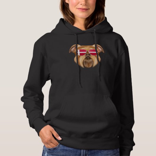 Danish Flag Brussels Griffon Dog Denmark Pocket Hoodie (Voorkant)