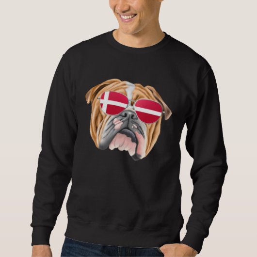 Danish Flag Bulldog Dog Denmark Pocket Trui (Voorkant)