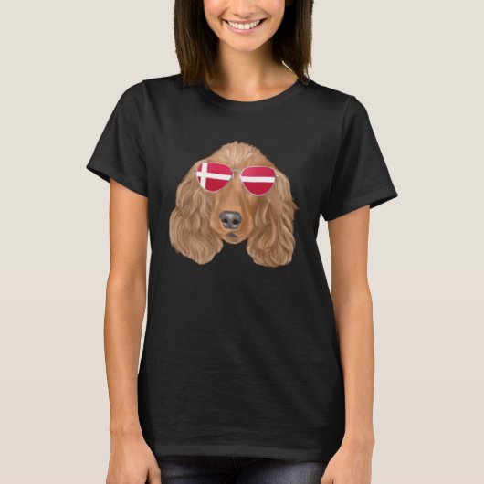 Danish Flag Cocker Spaniel Dog Denmark Pocket T-shirt (Voorkant)