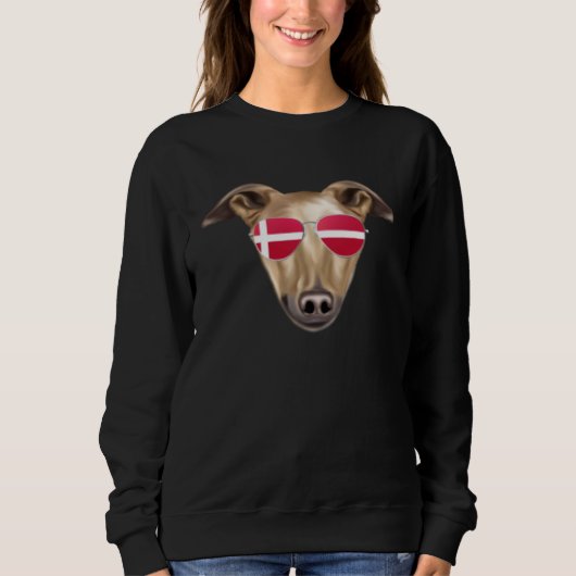 Danish Flag Greyhound Dog Denmark Pocket Trui (Voorkant)