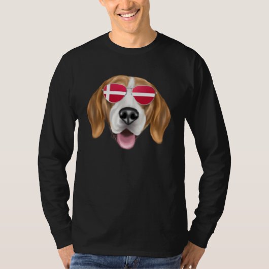Danish Flag Harrier Dog Denmark Pocket T-shirt (Voorkant)