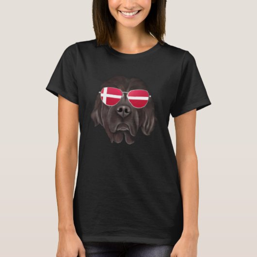 Danish Flag Newfoundland Dog Denmark Pocket T-shirt (Voorkant)