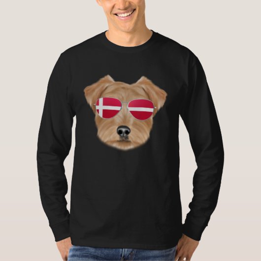 Danish Flag Norfolk Terrier Dog Denmark Pocket T-shirt (Voorkant)